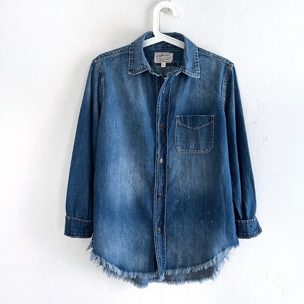 Current/Elliott The Prep School Frayed Button Up in Ripple